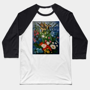 mixed wild flowers in acrylic paint Baseball T-Shirt